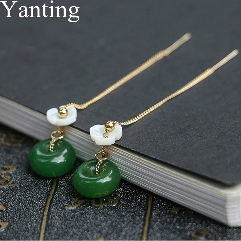 Yanting зеленый мир Пряжка Earline серьги для женщин ракушки цветок глазированное