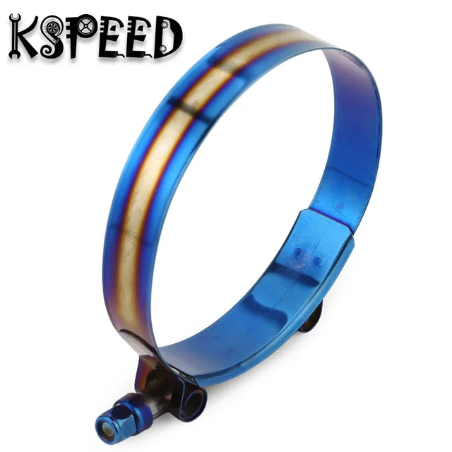 Universal Stainless Steel Hose Clamp Kit Adjustable Titanium Blue Clamp