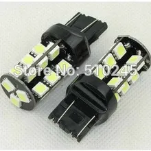 50x дешевые t20 7443 w21/5 Вт 27 SMD красный Canbus OBC без ошибок сигнал автомобиля 27 Светодиодный свет лампы