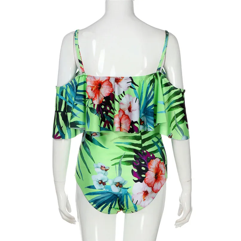 Women's One-shoulder Printed Swimsuit One Piece Swimsuit Bikin Beach Bikini Print Sexy Swimwear Female Swimsuit Fused J21 (8)
