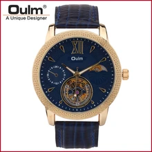 2016 OULM Skeleton Winner Mechanical Watch Relojs Gold Watch Nomo Designer Watch Men Clock Sport Relogio Leather Rosefiel Whach