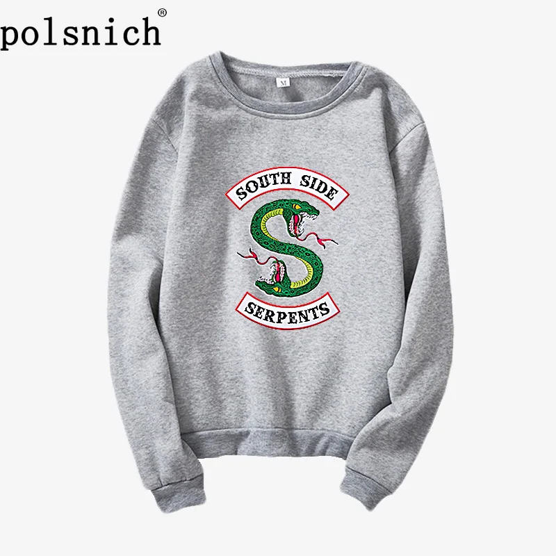 

Riverdale Sweatshirt 2019 New Print Women's Plus Velvet Fashion Long Sleeve Casual Sweatshirt South Side Snake Costume