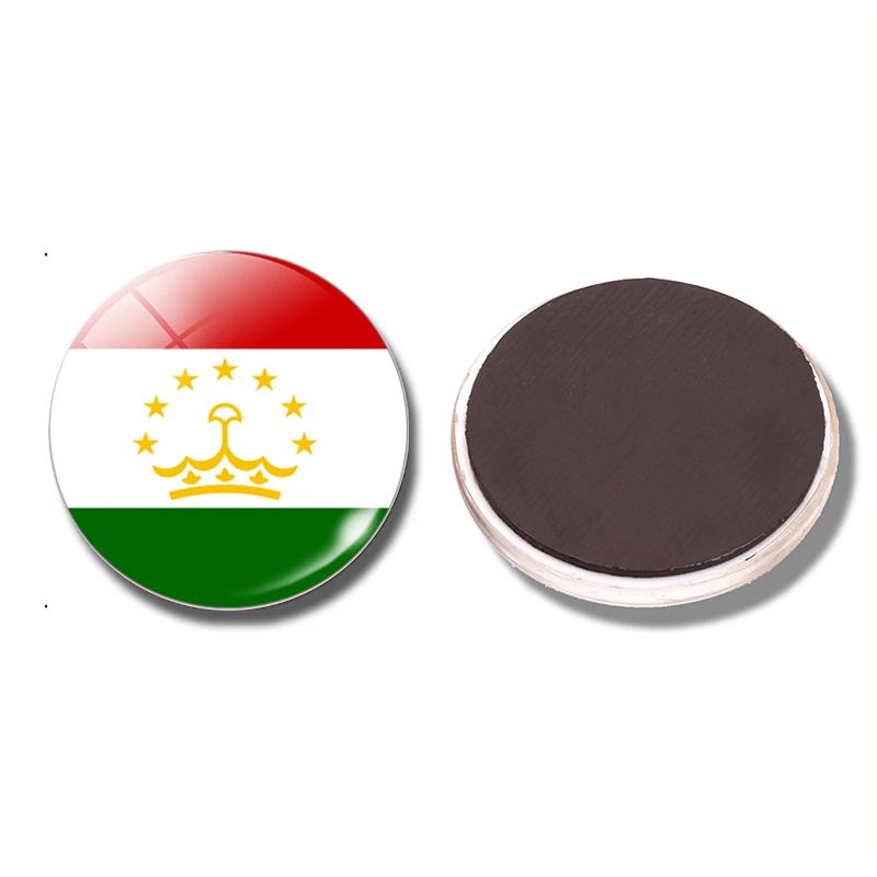 

Tajikistan Flag 30MM Fridge Magnetic Tajikistan Dushanbe Khujand Communism Peak Glass Refrigerator Sticker NoteHolder Home Decor