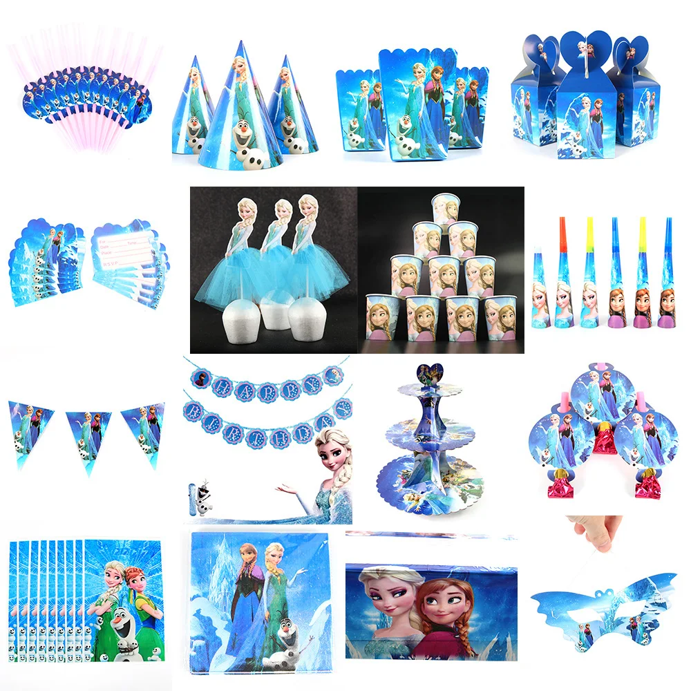 

Disney Frozen Anna Movie Baby Birthday Party Decoration Kids Girl Party Supplies Party Tableware Set