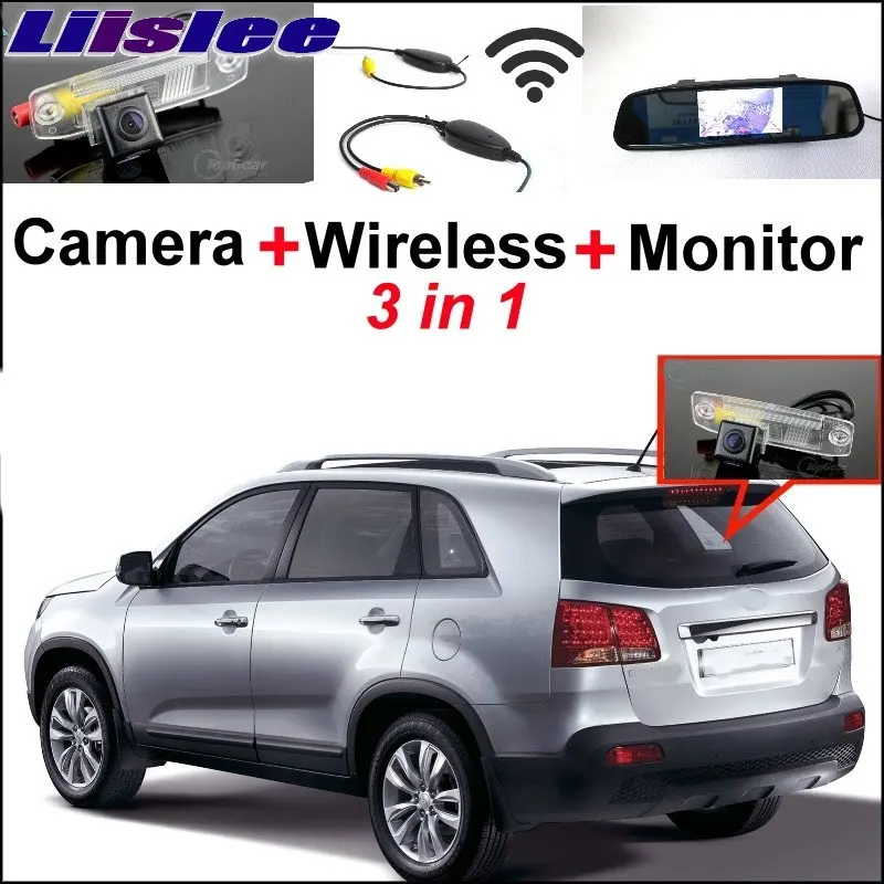 Liislee Mirror Monitor Easy DIY Back Up Parking System For KIA Sorento 2009~2010 + 3 in1 Special Camera + Wireless Receiver