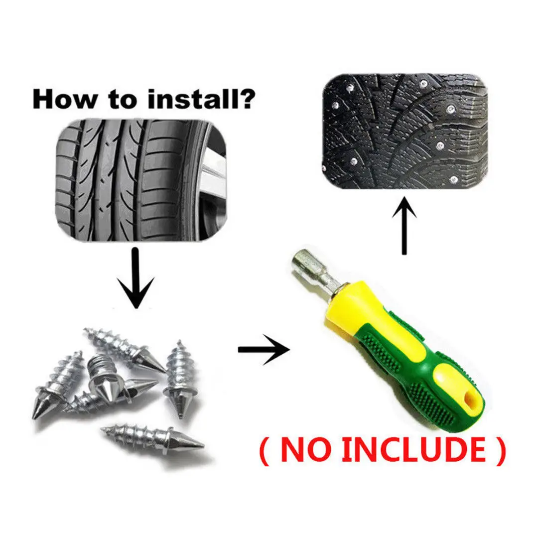 

Vehemo 50Pcs for Tire Stud Screws Anti-Slip Spikes Anti-Slip Stud Motorcycle Truck Winter Anti Slip Outdoor Tires Ice Anti Slip