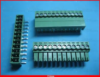 

20 set 3.5mm Angle 12 pin Screw Terminal Block Connector Green Pluggable Type