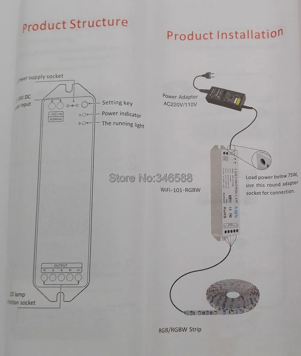 DC12V-24V 12A 4 канала Экшн-камера с Wi-Fi светодиодный контроллер с музыкой Функция для RGB или RGBW Светодиодные ленты Поддержка Ipad ios и Android телефон