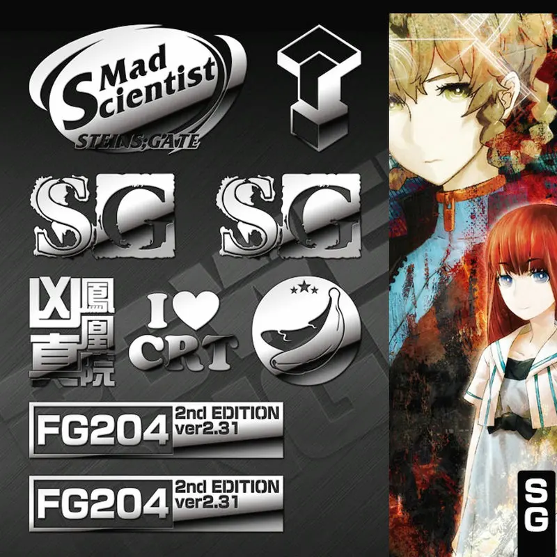 15pcs/set Janpanese Anime Steins Gate 3D Metal Stickers for Phone Sticker Laptop Decal DIY Toy Stickers