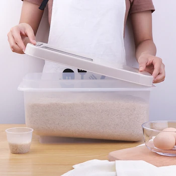 

Moisture-Proof Kitchen Transparent Rice Cabinet Storage Box Creative Home Use Rice Cylinder Surface Cylinder Grain Box
