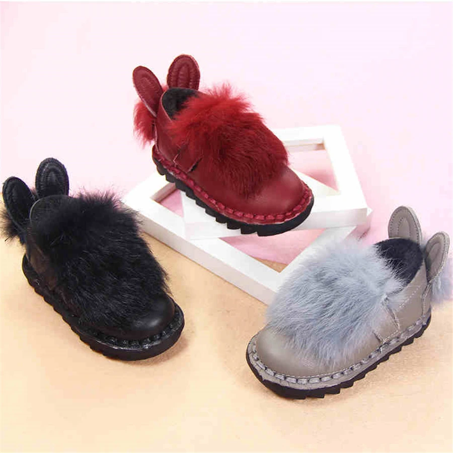 2017 Winter Warm Lolita Baby Girl Shoes Children Fur Plush ...
