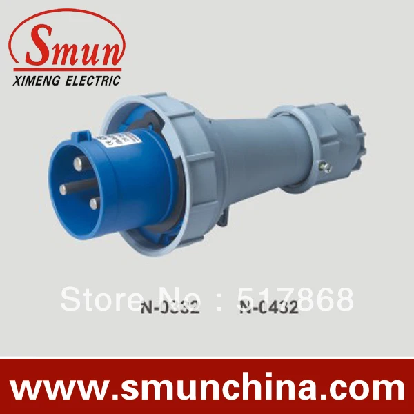 

N-0432 125A 220-250V 2P+E 3pin Industrial Plug with CE ROHS 1 Year Warranty IP67 Degree PA66