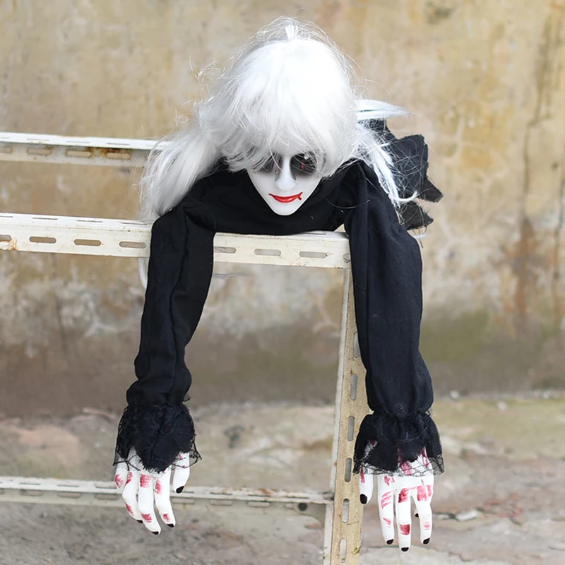 

Halloween Electric Crawling Girl Ghost Glowing Eyes Horror Voice Evil Crawling Toys for Halloween Party Haunted House Decoration