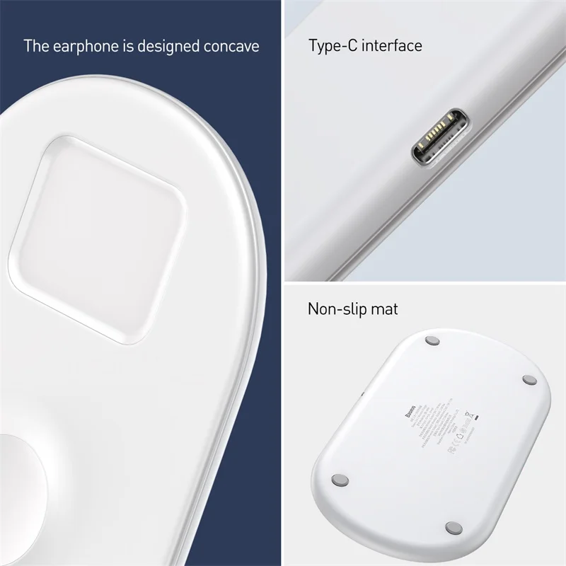 Беспроводное зарядное устройство Baseus 3 в 1 Qi для Airpods Apple Watch 4 2 iWatch быстрая
