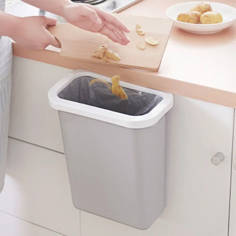 

Creative Can Hang Up Trash Can Kitchen Debris Storage Basket Cabinet Door Back Trash Bin Chair Bedside Storage Box26*10*17 CM