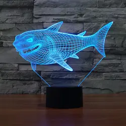 7 цветов Изменение Акула ночник Лампы для мотоциклов 3D Touch ночник детский