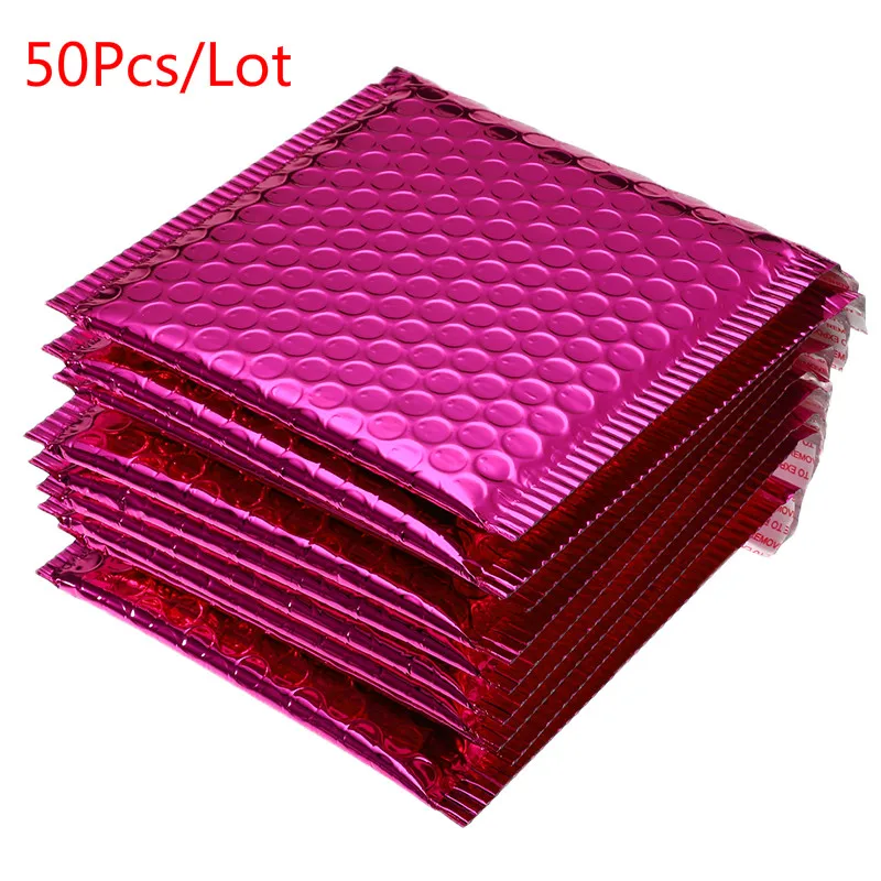 

50 PCS/Lot Gold Plating Paper Bubble Envelopes Bags Mailers Padded Shipping Envelope With Bubble Mailing Bag