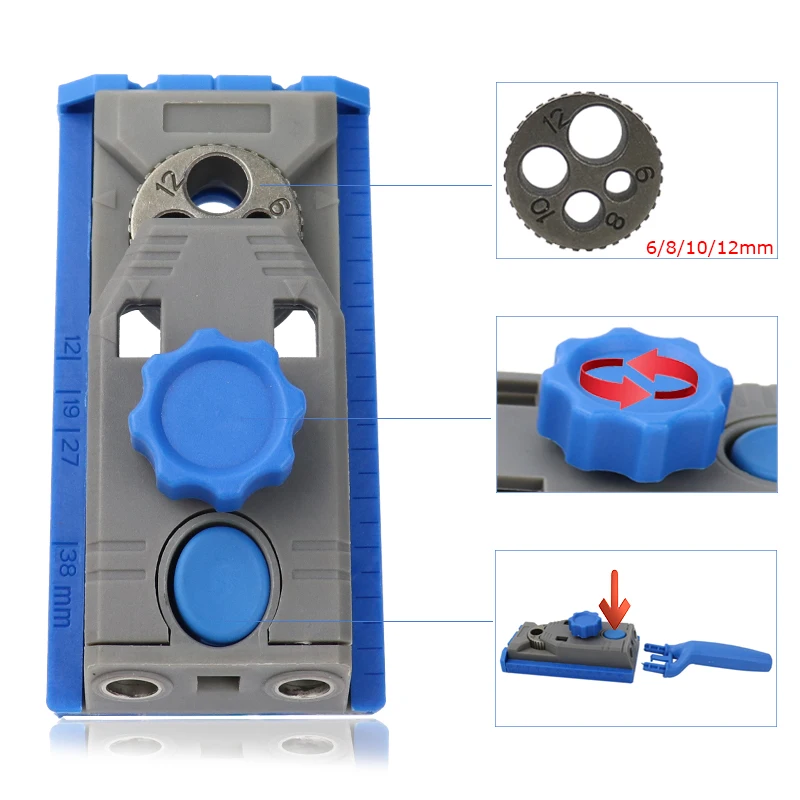 Wood Doweling Jig Kit & Pocket Hole Jig 6/8/10/12mm Drill Guide With Screws For Hole Puncher Carpentry Woodworking Tools   