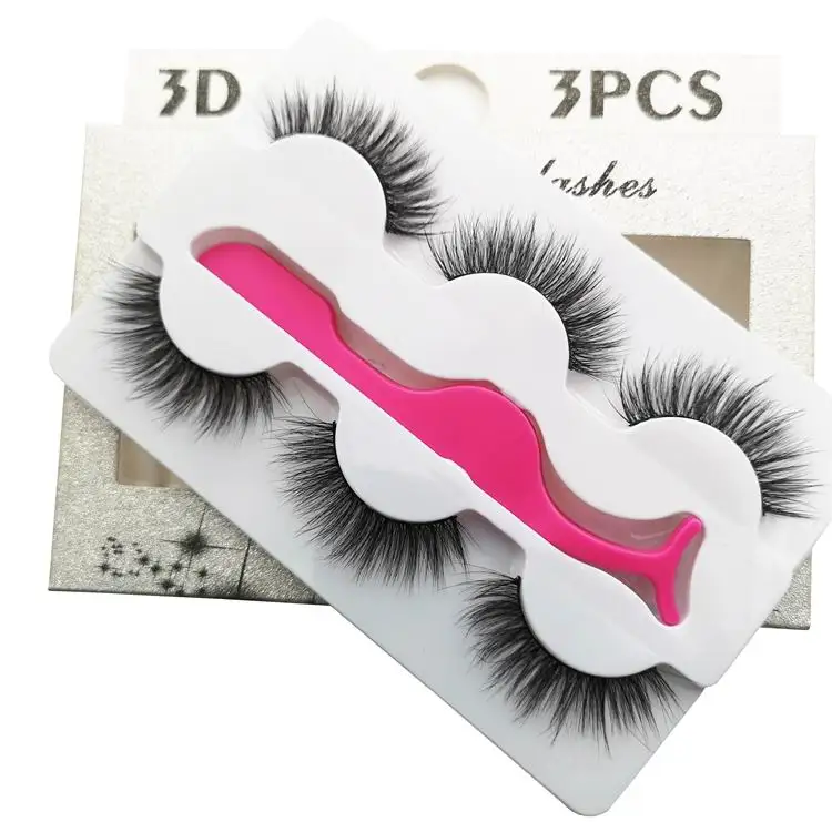 

NEW 3 pairs Lashes 3D False Eyelashes Crisscross Natural Fake Eye Lashes Professional Makeup Long False Eye Lashes with Tweezer
