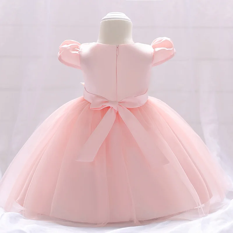 Новое платье для малышей розовое платье принцессы с цветами для девочек детская одежда на свадьбу, день рождения