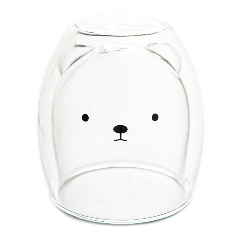 Double Layer Coffee Cup Glass Cups and Mugs Cute Animals Tumbler Handmade Cat Mug for Starbucks Line Kids Girls Drop Shipping