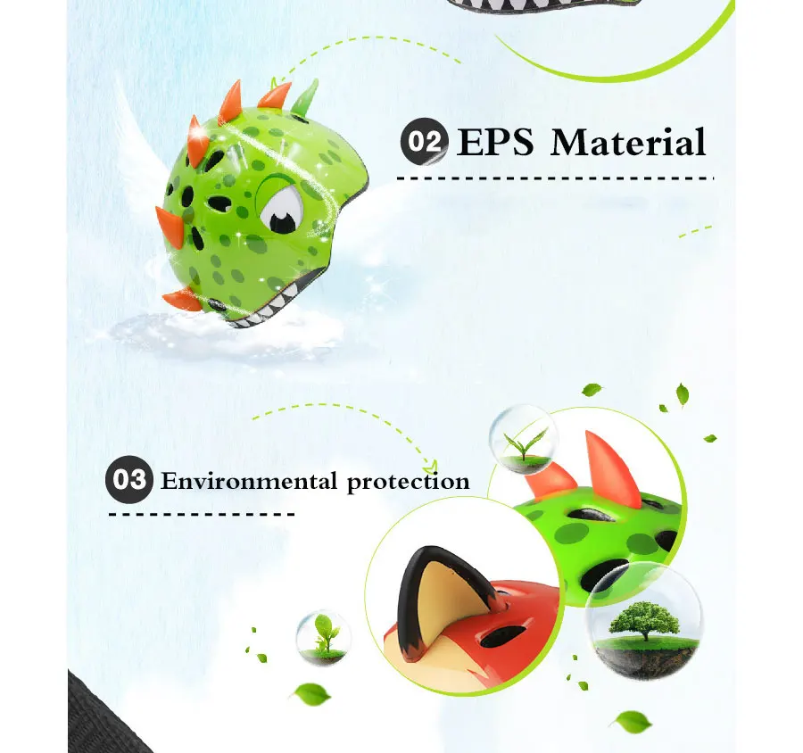 Children bicycle helmet cute cartoon animal safety PC + EPS helmet children riding bicycle skating scooter outdoor sports helmet