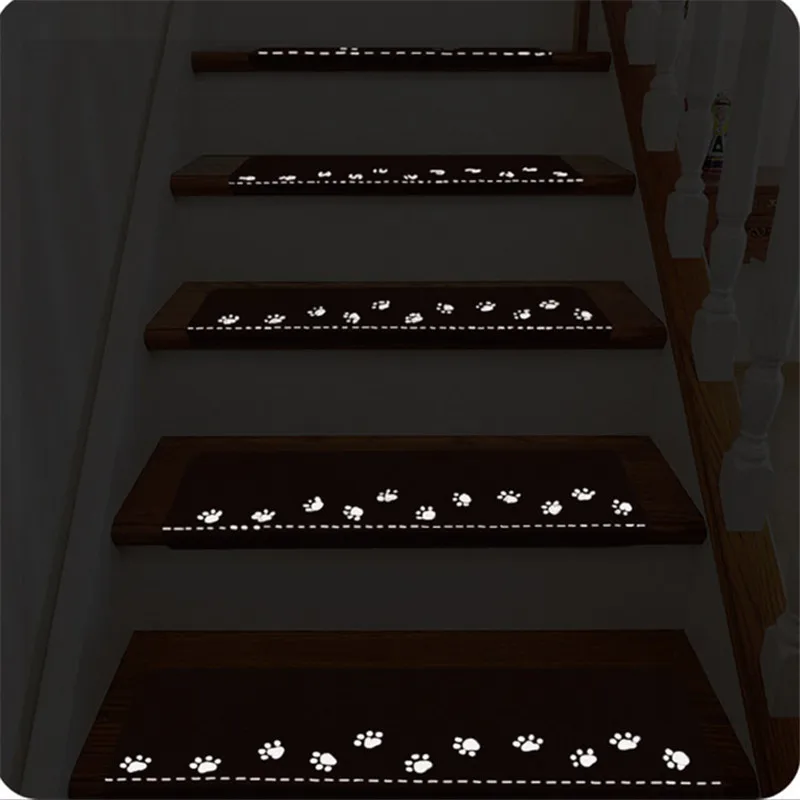 Светящийся визуальный коврик для лестницы с рисунком следа, нескользящий лестничный коврик, самоклеящийся напольный стикер, безопасный Детский ковер, домашний декор
