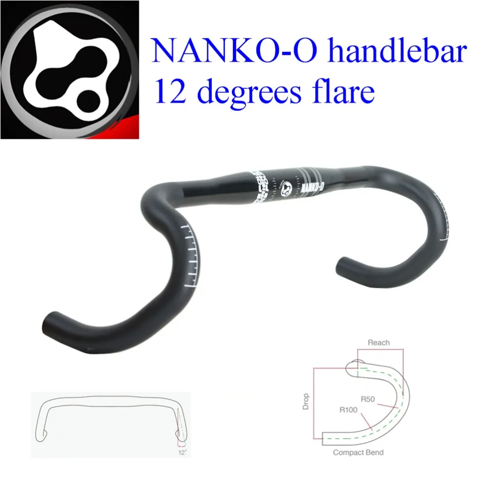 

FOURIERS Road Bike Handlebar Drop Bar 31.8x380mm/400mm/420mm/440mm Travel Bent Bars Compact Bend NANKO-O 12 Degrees