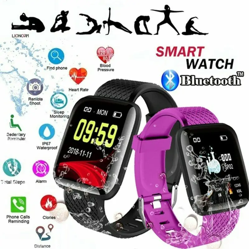 

116 PLUS Smart Bracelet D13 Heart Rate Blood Pressure Waterproof Smart Watch Sport Smartwatch