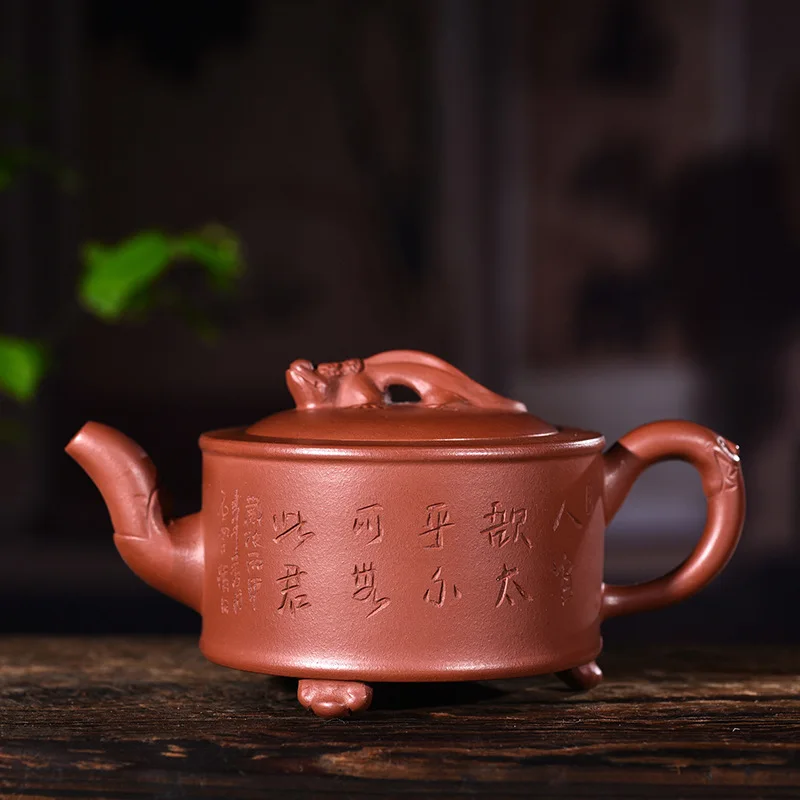 

Pottery Teapot Quality Goods Famous Pure Full Manual Raw Ore Clear Cement Tripod Dragon Pot Kungfu Online Teapot Tea Set Suit
