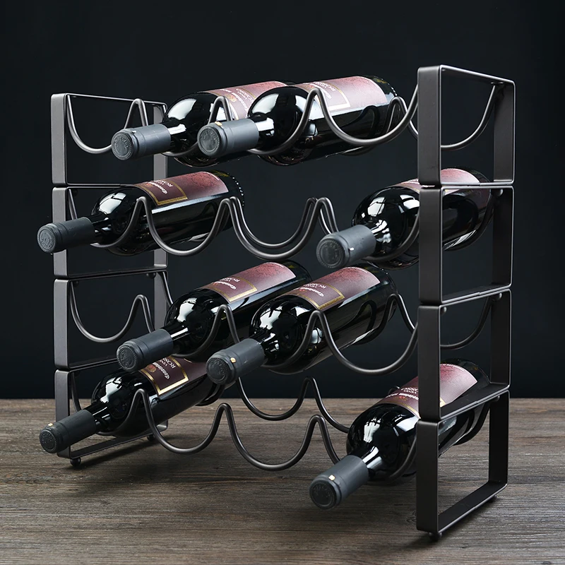 Metal Four Tier Iron Wine Rack Wine Holder Assemble Iron Wine Rack Wine
