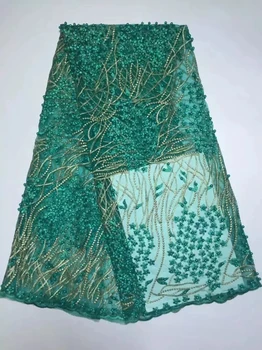 

New arrivals 2017 embroidered net lace fabric for wedding dress african french guipure beaded lace fabric Nigerian Tulle Laces