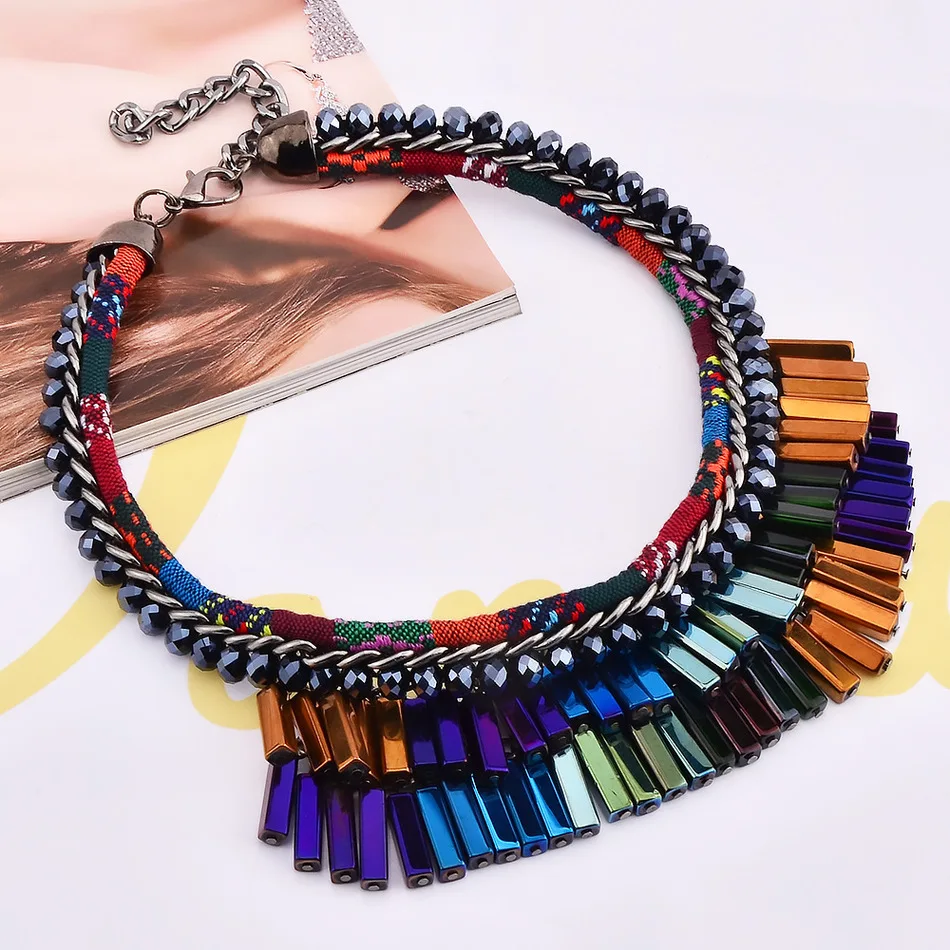 Bijoux Роскошные Древний многоэтажный Кристалл Кистями Женский женский Ожерелья