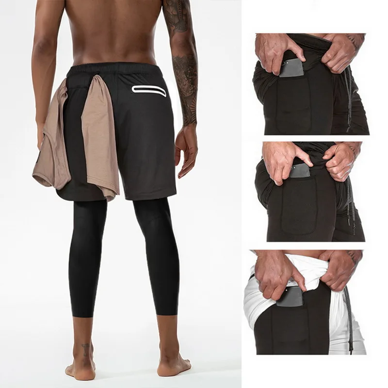 

2019 Men Joggers Pants Sweatpants Sportswear Mens Compression Sporting Pants with Built-in Pockets Gymwear Fitness Short Pants