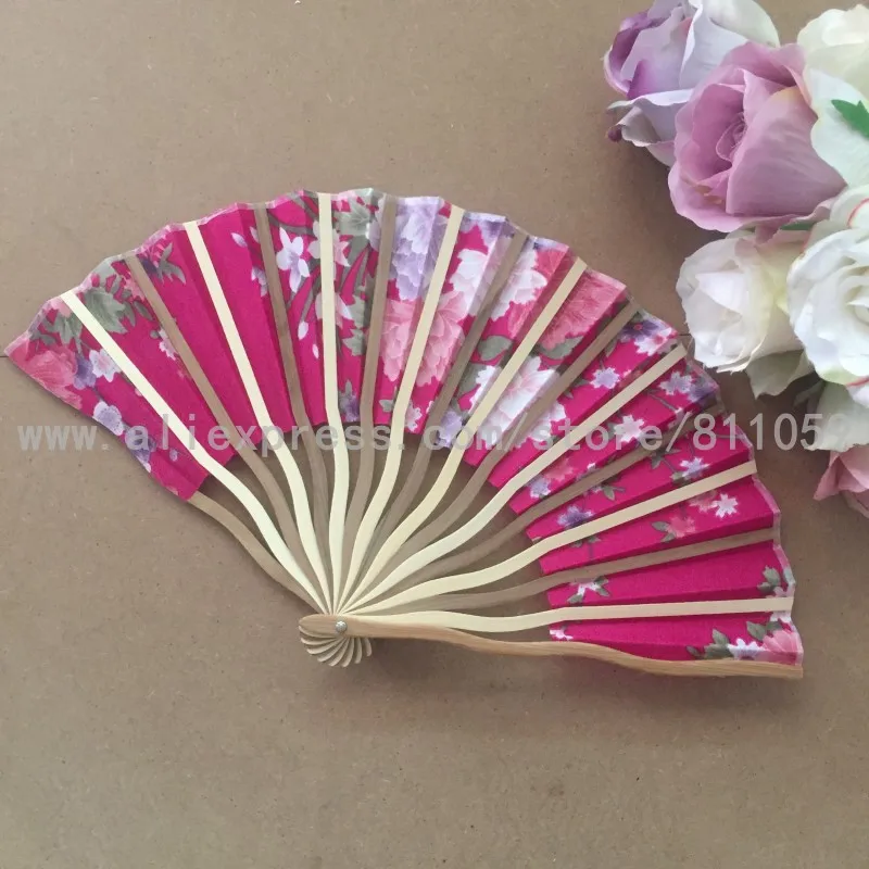 30 шт/партия разные цвета и цветочный узор китайские ручные вееры шелковая ткань