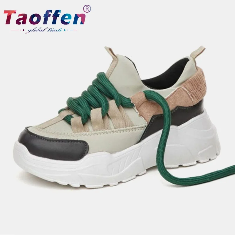 Женская рабочая обувь на платформе Taoffen спортивная шнуровке прогулочная легкая