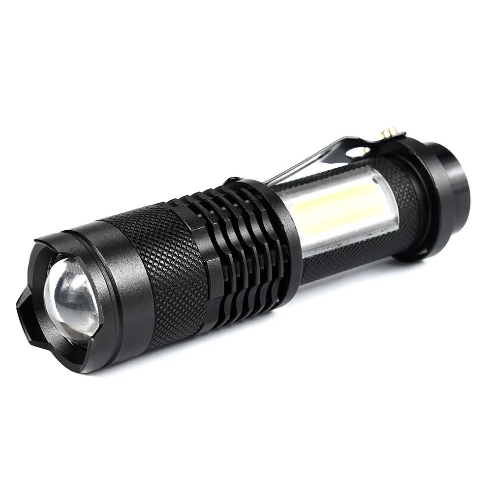 

ZOOM 3800LM XML-Q5+COB LED Flashlight Portable Mini torchflashlight AA 14500 Battery Waterproof Lighting lantern 3 Mode