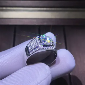 

Vecalon solitaire Big Men 925 sterling silver ring 3ct 5A Zircon cz Promise Engagement wedding Band rings for men Father Gift