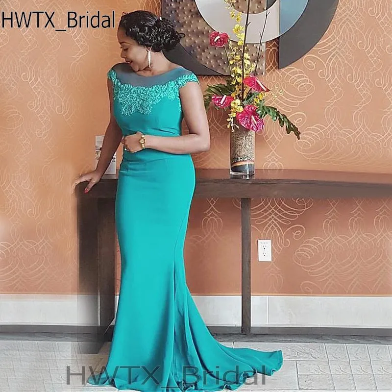 

African Plus Size Mermaid Mother Of The Bride Dresses For Weddings Sheer Scoop Cap Sleeve Long 2018 Prom Formal Evening Gowns