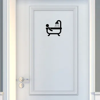 

YOJA 23*23CM Cartoon Funny SALLE DE BAIN Douche Door Sticker Wall Decal Black Styling A40160