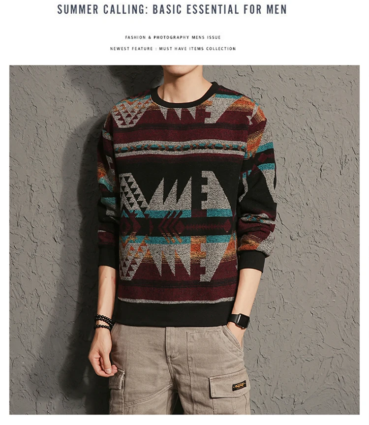 Осенний свитер для мужчин модный бренд рукав Круглый воротник Свободный вязаный свитер зимний мужской джемпер вязаный свитер