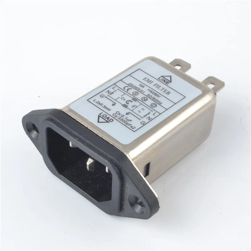 

1PC IEC 320 C14 Male Socket Panel Mount Power Line power EMI filter 10A 125/250V BETTER THAN YUNPEN YB10A1 Connector