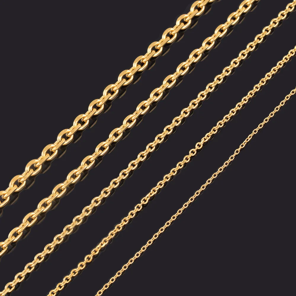 

1.5/2.4/3/4/5mm Mens and Women Cuban Chain Fashion Gold Tone Stainless Steel Oval Necklace Top quality Fashion Jewelry