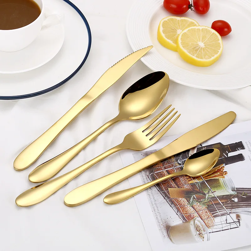 

Christmas Rainbow Cutlery Set 304 Stainless Steel Blue Flatware Set Dinner Set Colorful High Quality Dinnerware Set