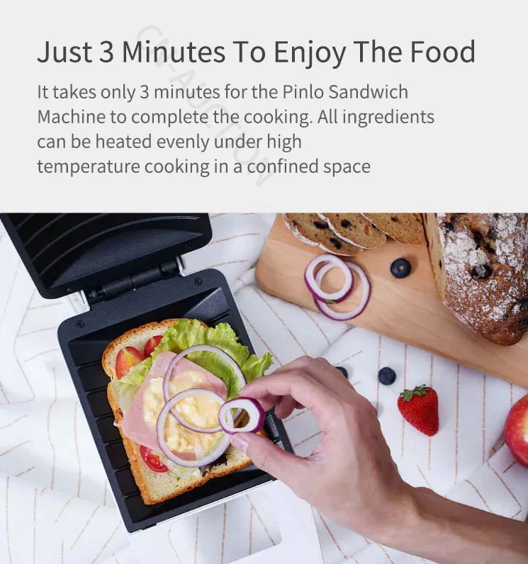 Xiaomi Pinlo мини-сэндвич-машина 420 Вт, кухонная хлебопечка для завтрака, тостер с изогнутой поверхностью, жарочная машина для яиц