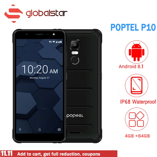 Best Offers POPTEL P10 MTK66763 Octa Core 5.5 inch IP68 Waterproof Smartphone Android 8.1 4GB RAM 64GB ROM 13MP NFC OTG 4G LTE Mobile Phones