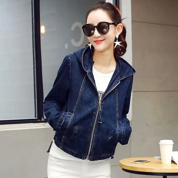 

Denim Jacket Women Jeans Basic Jacket Coat Hooded Outwear Slim Short Warm Overcoats Jeans Denim Female Coats & Jackets DF326