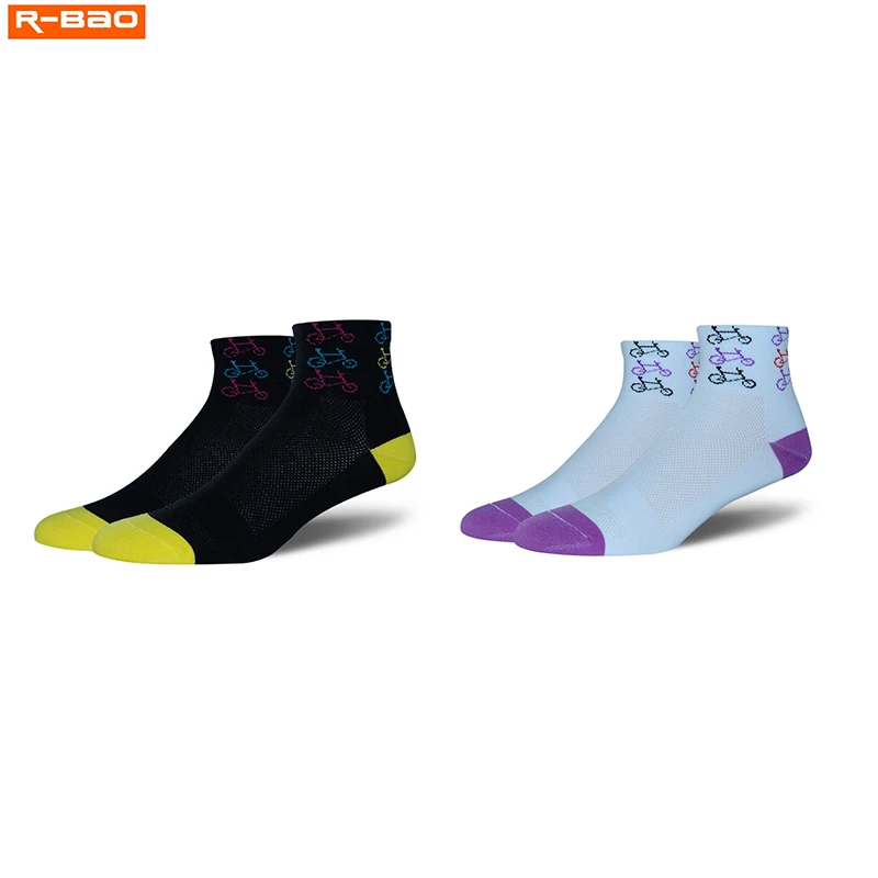 2 пары, высококачественные носки для велоспорта, носки для езды на велосипеде, дышащие нейлоновые носки для бега, тенниса, спортивные носки, 7706 - Цвет: Black White