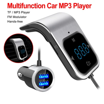 

Bluetooth Hands-free FM Modulator Stereo Car MP3 Player Audio Adaptor FM Transmitter Support TF Card