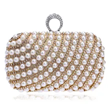 Neue Frauen Diamant Ring Schnalle Kupplung exquisite Perle Diamant Nähte Abendtasche Hochzeit Braut Handtasche Umhängetaschen